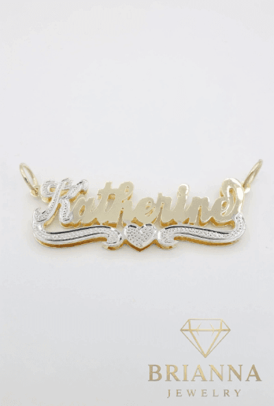 14 K Custom Double Plate Name 🤍 Pendant – Brianna Jewelry joya brianna jewelry