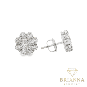 14k White Gold Money Flower Diamond Earrings (9.5MM) 💎 – Brianna Jewelry joya brianna jewelry