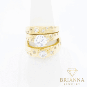 14k CZ Wedding Trio Set – Brianna Jewelry joya brianna jewelry