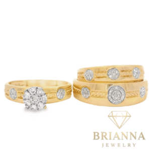 14k Trio Set Round Design Diamond 💎 Rings – Brianna Jewelry joya brianna jewelry