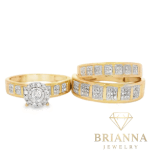 14k Trio Set Round Diamond & Square Design 💎 Rings – Brianna Jewelry joya brianna jewelry