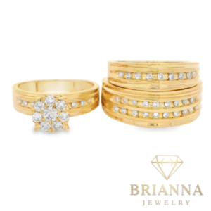 14k Trio Set Round Diamond 💎 Thick Band Rings – Brianna Jewelry joya brianna jewelry