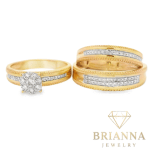 14k Trio Set Round Diamond 💎 Line Design Rings – Brianna Jewelry joya brianna jewelry