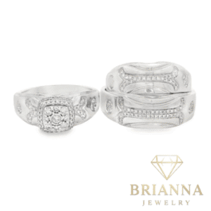 14k White Gold Trio Set Square Diamond 💎 Design Rings – Brianna Jewelry joya brianna jewelry