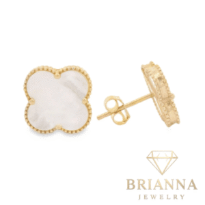 14K White Clover Earrings (11MM) – Brianna Jewelry joya brianna jewelry