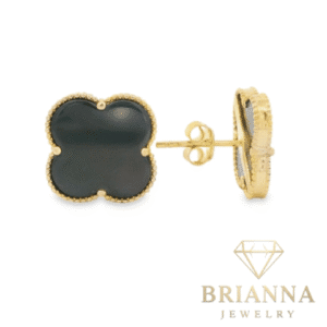 14K Black Clover Earrings (13MM) – Brianna Jewelry joya brianna jewelry