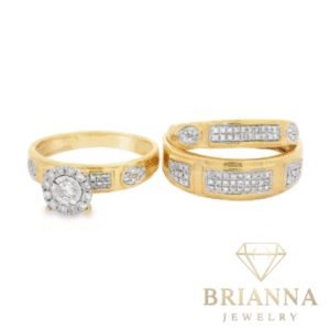 14k Trio Set Round Diamond 💎 Rectangular Style Rings – Brianna Jewelry joya brianna jewelry