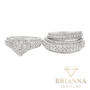 14k White Gold Trio Set Heart Diamond 💎 Rings – Brianna Jewelry joya brianna jewelry