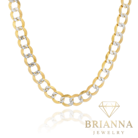 14k Solid Cuban Curb Two Tone Chain (7MM – 22” Inches) – Brianna Jewelry joya brianna jewelry