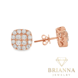 14 k Rose Gold Square Diamond Earrings 💎 – Brianna Jewelry joya brianna jewelry