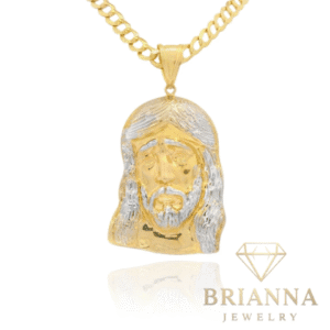 14K Jesus face Pendant W/ Solid Cuban Chain (5.7MM – 24” Inches) – Brianna Jewelry joya brianna jewelry