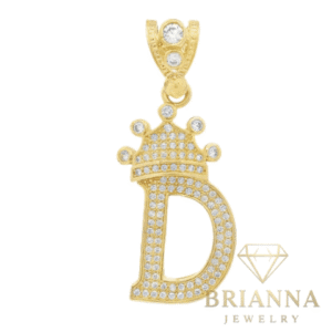 14K Initial (D) CZ Crown Pendant – Brianna Jewelry joya brianna jewelry