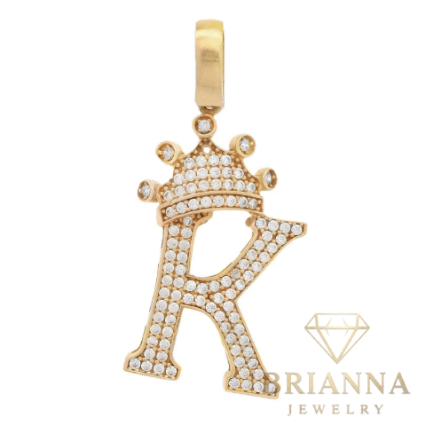 14K Initial (K) CZ Crown Pendant – Brianna Jewelry joya brianna jewelry