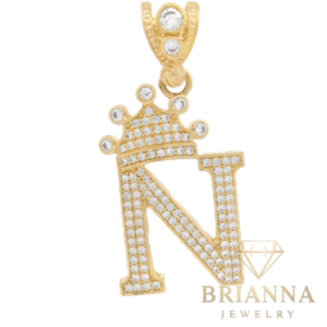 14K Initial (N) CZ Crown Pendant – Brianna Jewelry joya brianna jewelry