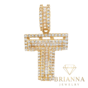 14K Initial (T) CZ Baguette Pendant – Brianna Jewelry joya brianna jewelry