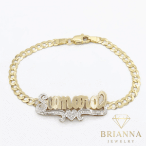 14 K Custom Double Plate Name 🤍 Bracelet – Brianna Jewelry joya brianna jewelry