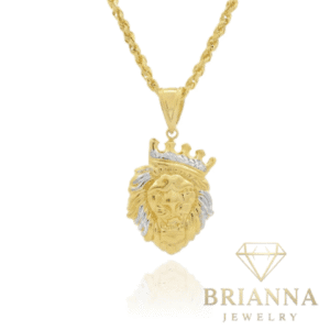 14k King Lion Pendant W/ Hollow Rope Chain (3.5MM – 24” Inches) – Brianna Jewelry joya brianna jewelry