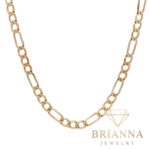14k Two Tone Solid Figaro Link Chain (4MM – 20″ Inches) – Brianna Jewelry joya brianna jewelry