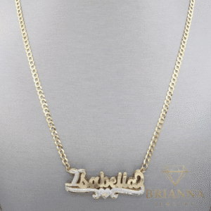 14 K Custom Double Plate Name 🤍 Pendant W/ Solid Cuban Chain (3MM)  –
Brianna Jewelry joya brianna jewelry