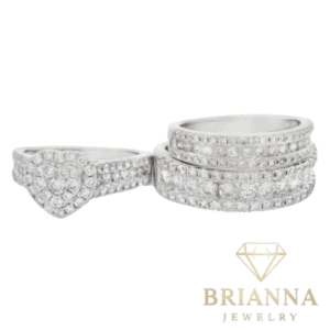 14k White Gold Trio Set Diamond 💎 Heart Rings – Brianna Jewelry joya brianna jewelry