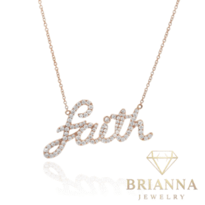 14k Rose Gold Faith VS Diamond ๐ Necklace โ Brianna Jewelry joya brianna jewelry
