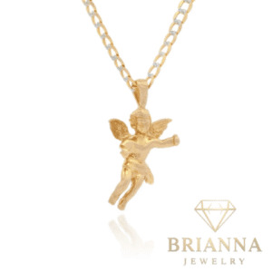 14K Angel Pendant W/ Solid Two Tone Cuban Chain (2.5MM – 16” Inches) J –
Brianna Jewelry joya brianna jewelry