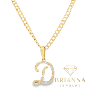 14K Initial D Diamond 💎 Pendant w/ Solid Cuban Chain (18” Inches) – Brianna Jewelry joya brianna jewelry