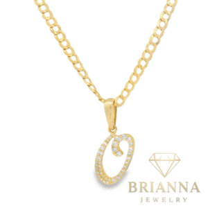 14K Initial O Diamond 💎 Pendant w/ Solid Cuban Chain (18” Inches) – Brianna Jewelry joya brianna jewelry