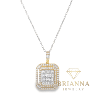 14k White Gold Cable Chain W/ VS Diamond Baguette 💎 Pendant – Brianna Jewelry joya brianna jewelry