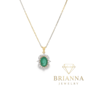 14k VS๐ Diamonds With Emerald Stone Necklace โ Brianna Jewelry joya brianna jewelry