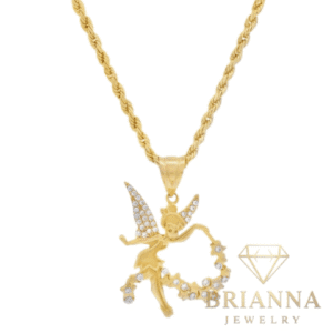 14K Tinkerbell Pendant W/ Hollow Rope Chain (18” Inches) – Brianna Jewelry joya brianna jewelry