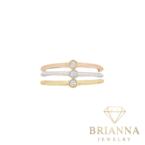 14K Women Tricolor Stack Diamond Rings 💎 – Brianna Jewelry joya brianna jewelry
