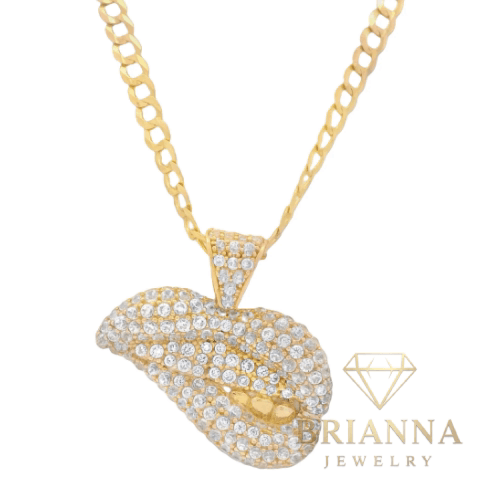 14K Sexy Lips 🫦 CZ Pendant W/ Solid Cuban Chain (18” Inches) – Brianna Jewelry joya brianna jewelry