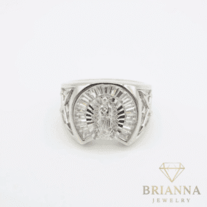 14k Men’s White Gold Virgen Ring CZ – Brianna Jewelry joya brianna jewelry