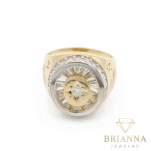 14k Men’s White Stone Ring CZ – Brianna Jewelry joya brianna jewelry