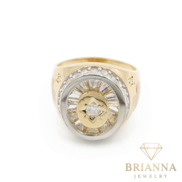 14k Men’s White Stone Ring CZ – Brianna Jewelry joya brianna jewelry