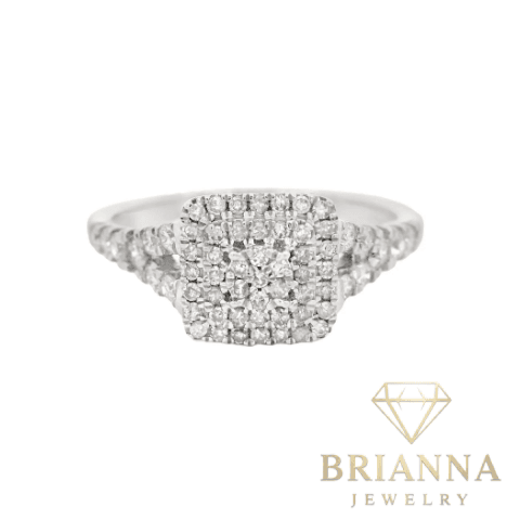14K White Gold Women Square Diamond 💎 Ring – Brianna Jewelry joya brianna jewelry
