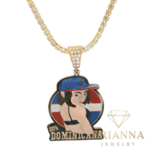 14K 100% Dominicana 🇩🇴 Pendant W/ Moon Ice Chain (3MM – 16″ Inches) – Brianna Jewelry joya brianna jewelry