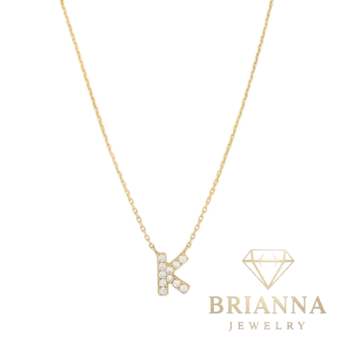 14K Fancy CZ Initials Necklace – Brianna Jewelry joya brianna jewelry