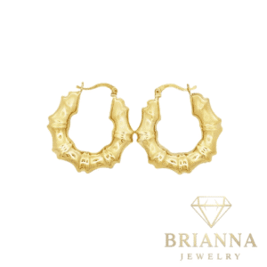 14K Bamboo PUFF Hoops Earrings (1” Inch) – Brianna Jewelry joya brianna jewelry