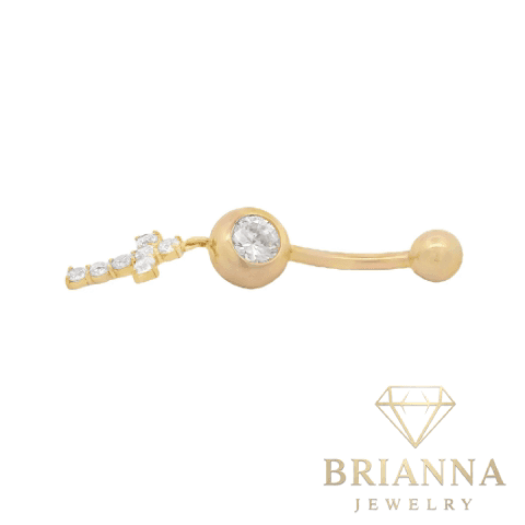 14K CZ Cross Belly Piercing – Brianna Jewelry joya brianna jewelry