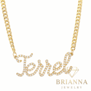 14K Custom Diamond 💎 Name Pendant W/ Hollow Cuban Chain – Brianna Jewelry joya brianna jewelry