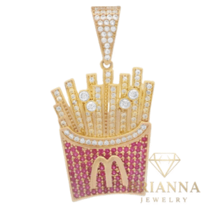 14K French Fries MD CZ Pendant – Brianna Jewelry joya brianna jewelry