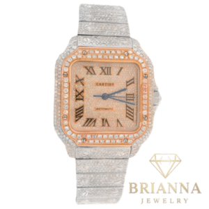 Cartier Santos 36MM ICED OUT 💎 VS Diamonds Two Tone For Men – Brianna Jewelry joya brianna jewelry