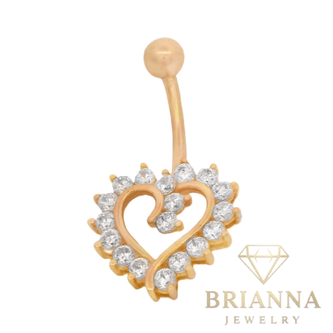 14K Heart CZ Belly Piercing – Brianna Jewelry joya brianna jewelry