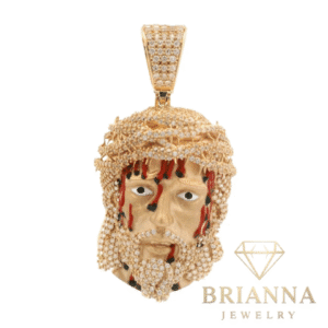 14K Jesus Face CZ 3D Pendant (2″ Inches) – Brianna Jewelry joya brianna jewelry