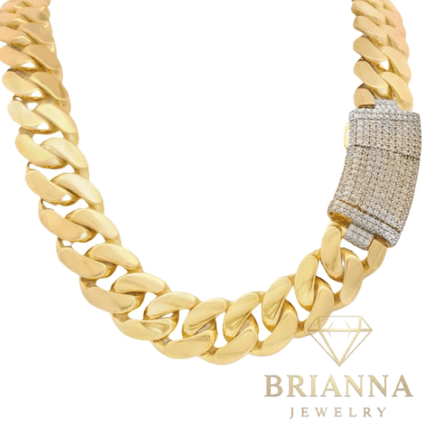 14k Hollow Cuban ROCKEFELLER by Monaci Choker (11.8MM / 18” Inches) – Brianna Jewelry joya brianna jewelry