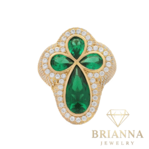 14k Cross CZ Green Ring – Brianna Jewelry joya brianna jewelry