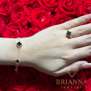 14 K Black Clover Fancy Bracelet + Ring Set 😍 – Brianna Jewelry joya brianna jewelry