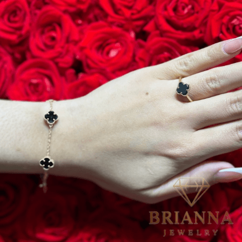 14 K Black Clover Fancy Bracelet + Ring Set 😍 – Brianna Jewelry joya brianna jewelry